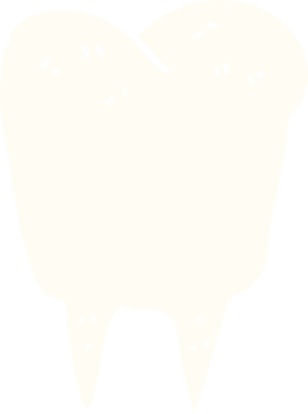 Bir insan tarafından çizilmiş düz renkli çizgi film dişi