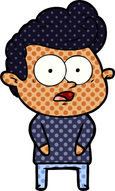 Bir insan tarafından çizilmiş çizgi film bakışlı adam.