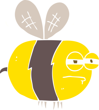 Bir insan tarafından çizilen mutsuz arıların düz renk çizimi