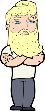 Bir insan tarafından çizilmiş sakallı ciddi bir adam çizgi filmi.