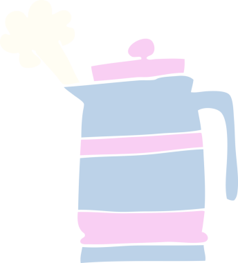 Bir insan tarafından çizilmiş düz renkli çizim çaydanlığı