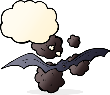 Düşünce baloncuklu bir yarasa insan tarafından çizilmiş.