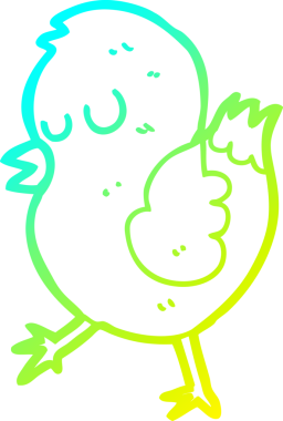 Bir insan tarafından çizilen karikatür kuşunun soğuk gradyan çizgisi