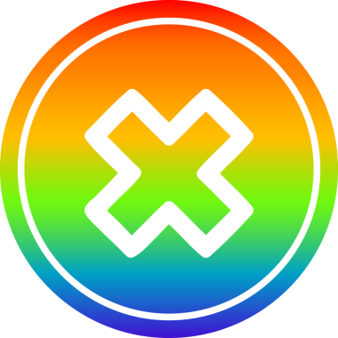 Çarpma işareti dairesel simgesi gökkuşağı gradyanı bir insan tarafından çizilmiş