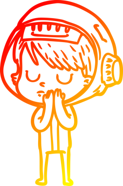 Bir insan tarafından çizilmiş bir astronot kadın çizgi çizimi.