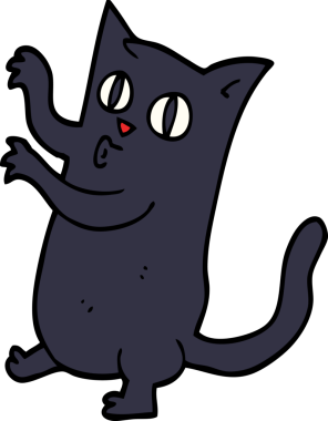 Bir insan tarafından çizilmiş karikatür, ürkütücü kara kedi.