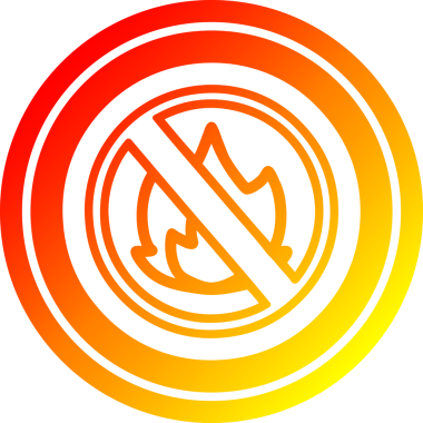 Bir insan tarafından çizilmiş sıcak eğimli alevli dairesel simge yok