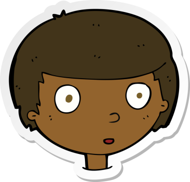 Bir insan tarafından çizilmiş meraklı bir çocuğun çıkartması.