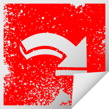 Bir insan tarafından çizilmiş işaretli okun kare soyma etiketi.