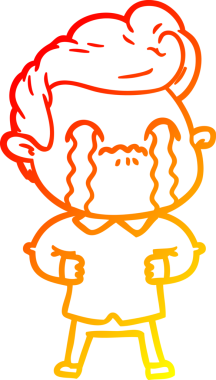 Bir insan tarafından çizilmiş ağlayan bir çizgi film karakteri çizimi.