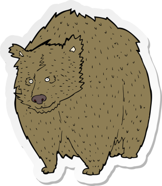 Bir insan tarafından çizilmiş dev bir ayı çizgi filminin çıkartması.