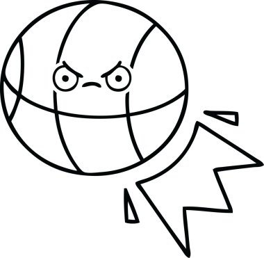 Bir insan tarafından çizilmiş bir basketbol topunun çizgi çizimi