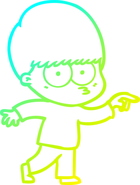 Bir insan tarafından çizilmiş gergin bir çizgi film çocuğu çizimi.