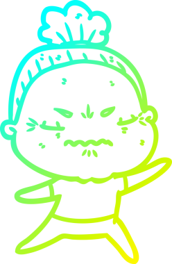 Bir çizgi film çizimi, bir insan tarafından çizilmiş yaşlı bir kadını rahatsız ediyordu.