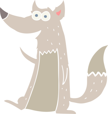 Bir insan tarafından çizilmiş düz renkli çizgi film kurdu.