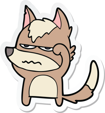 Bir insan tarafından çizilmiş kızgın bir kurdun çıkartması.