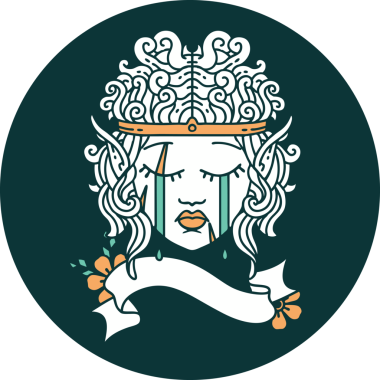 Bir insan tarafından çizilmiş ağlayan elf barbar karakter simgesi.