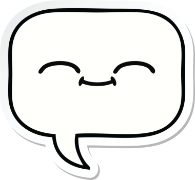 Bir insan tarafından çizilmiş şirin bir karikatür konuşma balonunun etiketi.