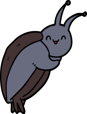 Bir insan tarafından çizilmiş sevimli çizgi film böceği.