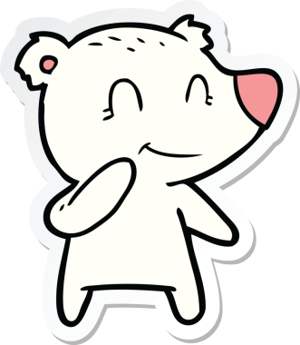 Bir insan tarafından çizilmiş gülümseyen kutup ayısının çıkartması.