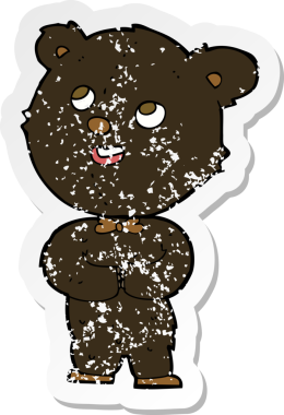 Bir insan tarafından çizilmiş şirin bir oyuncak ayının gerilmiş çıkartması.