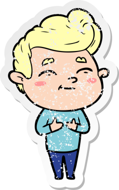 Bir insan tarafından çizilmiş mutlu bir çizgi film karakterinin sıkıntılı çıkartması.