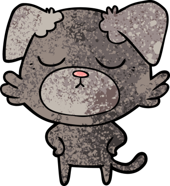 Bir insan tarafından çizilmiş şirin bir çizgi film köpeği.