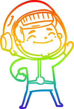 gökkuşağı gradyan çizimi mutlu bir çizgi astronot çizimi bir insan tarafından çizildi