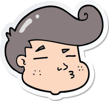 Bir insan tarafından çizilmiş bir çizgi film çocuğunun yüzü.