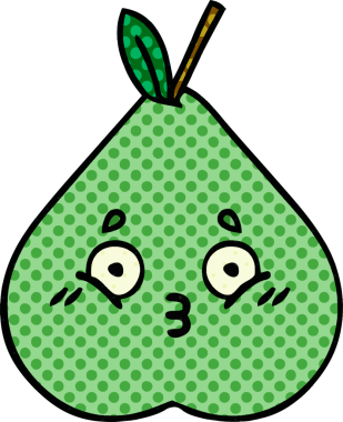 bir insan tarafından çizilmiş yeşil bir armut çizgi romanı