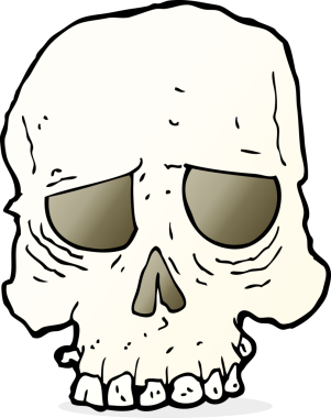 Bir insan tarafından çizilmiş ürkütücü bir kafatası.