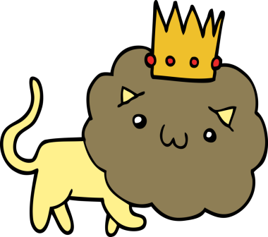 Bir insan tarafından çizilmiş taçlı çizgi film aslanı.