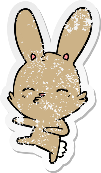 Bir insan tarafından çizilmiş garip bir tavşan çizgi filminin sıkıntılı çıkartması.