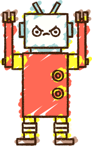 Bir insan tarafından çizilen robot tebeşiri.
