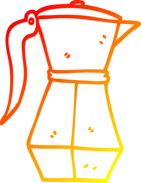 Bir insan tarafından çizilmiş sıcak çizgi çizgi bir espresso kahve demliği.