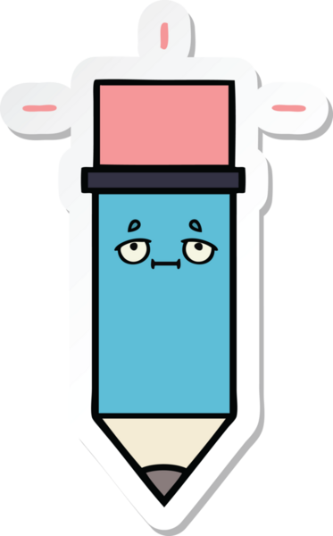 Bir insan tarafından çizilmiş şirin bir karikatür kalemi çıkartması.