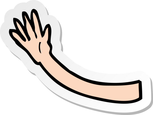 Bir insan tarafından çizilmiş karikatür kol jestinin çıkartması.