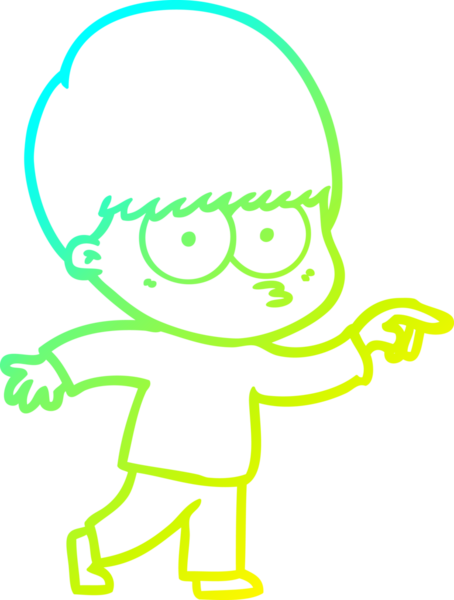 Bir insan tarafından çizilmiş gergin bir çizgi film çocuğu çizimi.