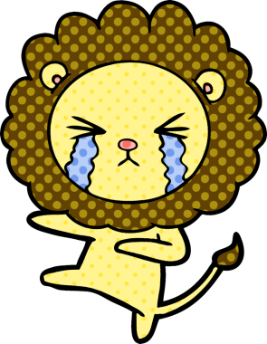 Bir insan tarafından çizilmiş ağlayan bir aslan.