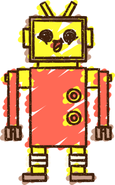 Bir insan tarafından çizilen Çılgın Robot Tebeşiri
