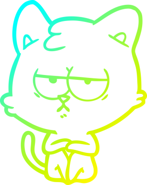 Sıkılmış çizgi film kedisinin insan tarafından çizilmiş soğuk gradyan çizgisi