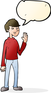 Bir insan tarafından çizilmiş konuşma balonlu bir çizgi film adamı.