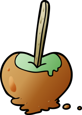 Bir insan tarafından çizilmiş elma şekeri çizgi filmi.