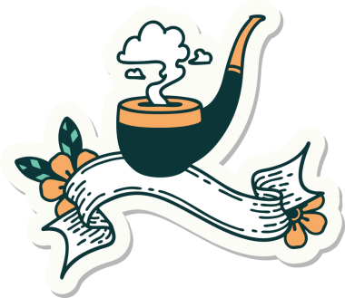 Bir insan tarafından çizilmiş sigara tiryakisi dövmesi stili etiketi.