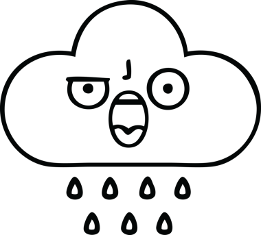 Bir insan tarafından çizilmiş yağmur bulutunun çizgi çizimi