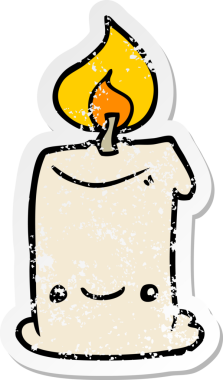 Bir insan tarafından çizilmiş karikatür mumunun sıkıntılı çıkartması.