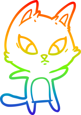 Bir insan tarafından çizilmiş kafası karışmış çizgi film kedisinin çizimi.