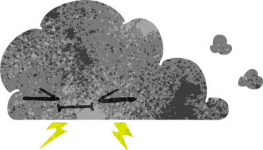 Bir insan tarafından çizilmiş huysuz bir şimşek bulutunun serbest çizimi