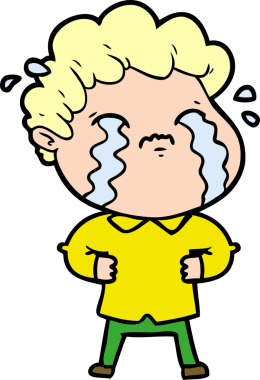 Bir insan tarafından çizilmiş ağlayan çizgi film adamı.