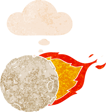 grunge 'da düşünce baloncuğu olan karikatür göktaşı desenli bir insan tarafından çizilmiş.